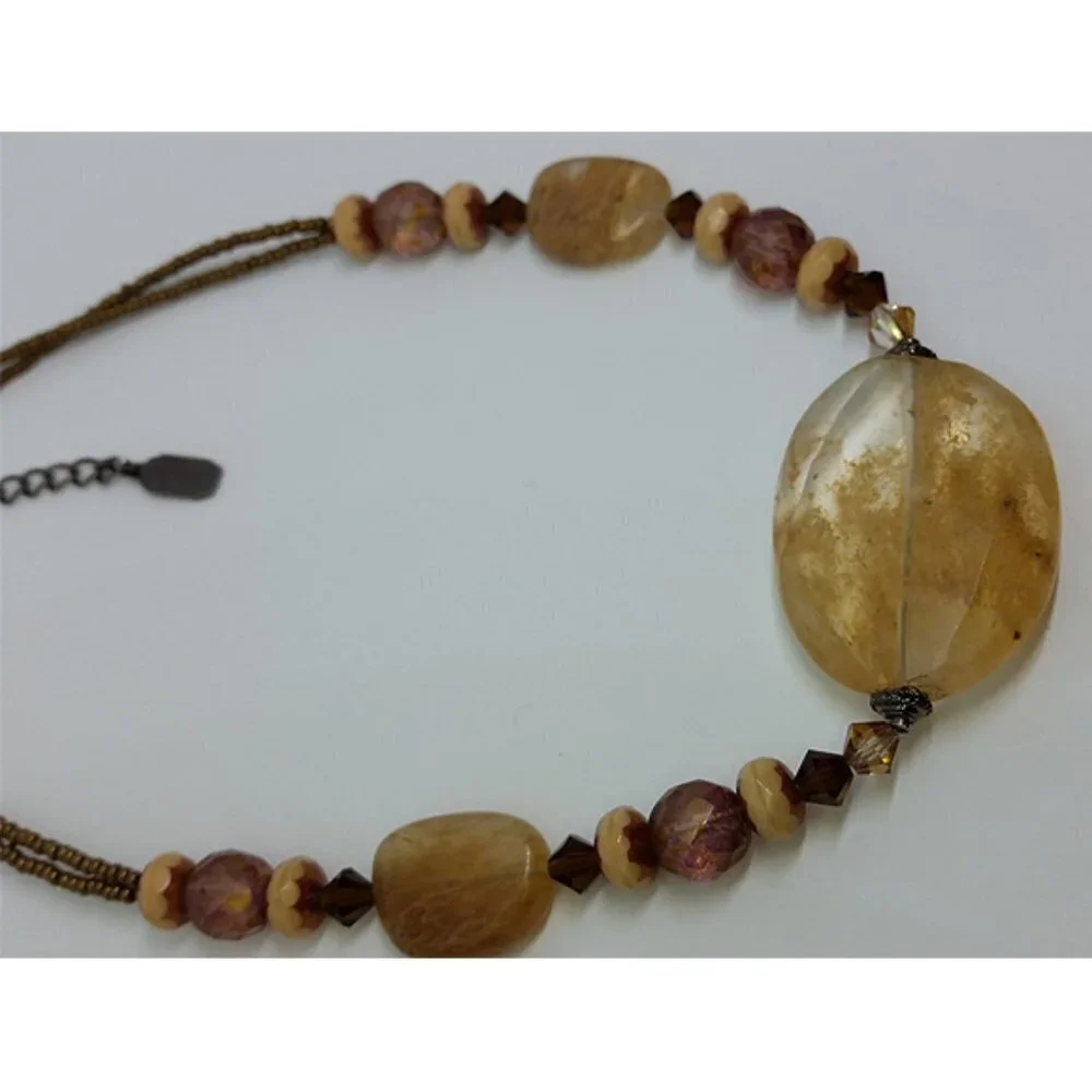 ARTISAN style natural stone/gemstone inclusion necklace boho statement